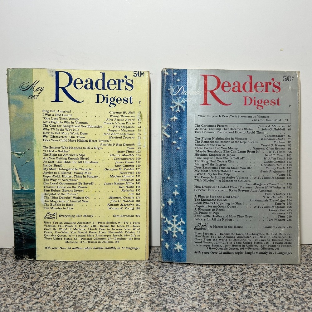 1967 May December READER'S DIGEST MAGAZINE Vintage History Short Stories Funny